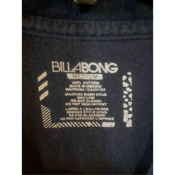 Billabong Graphic T-Shirt Mens M Logo Black Short Sleeve Surf Skate Spellout Top - Picture 3 of 4